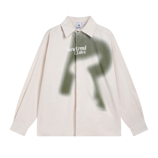 High Street Personalized Letter Print Long Sleeve Shirt Spring And Autumn