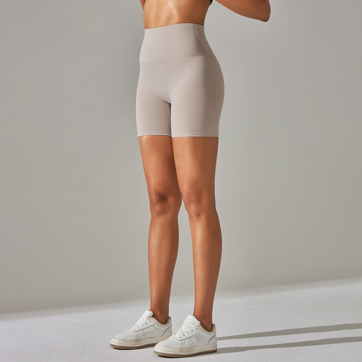 Women's Solid Color Double-sided Brocade Brushed Fitness High Waist Shorts