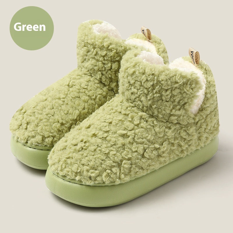 Fur Cotton Slippers Women's Thick Bottom Non-slip Cotton Shoes