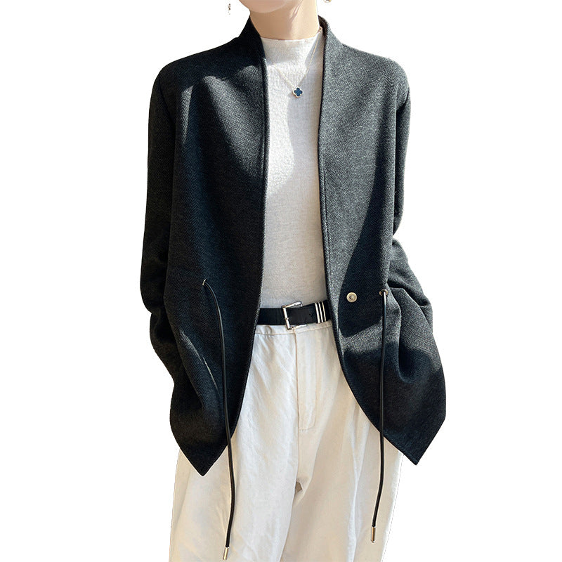 Cashmere  V-neck Knitted Small Suit Solid Color
