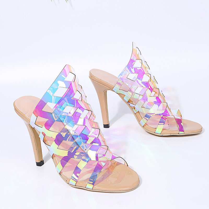 Fashion Lady's Laser Colorful High Heel Slippers