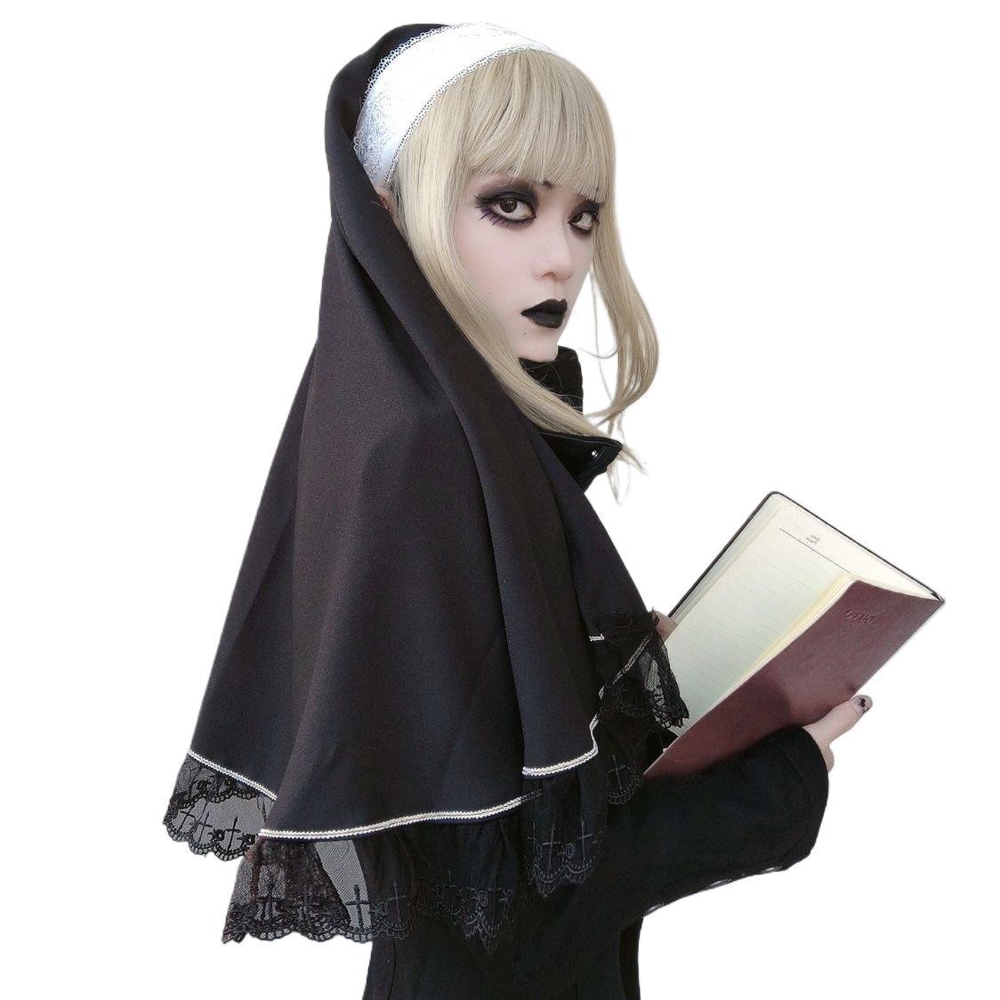 Nun Gothic Dark Lolita Accessories Elastic Band Black And White Headband