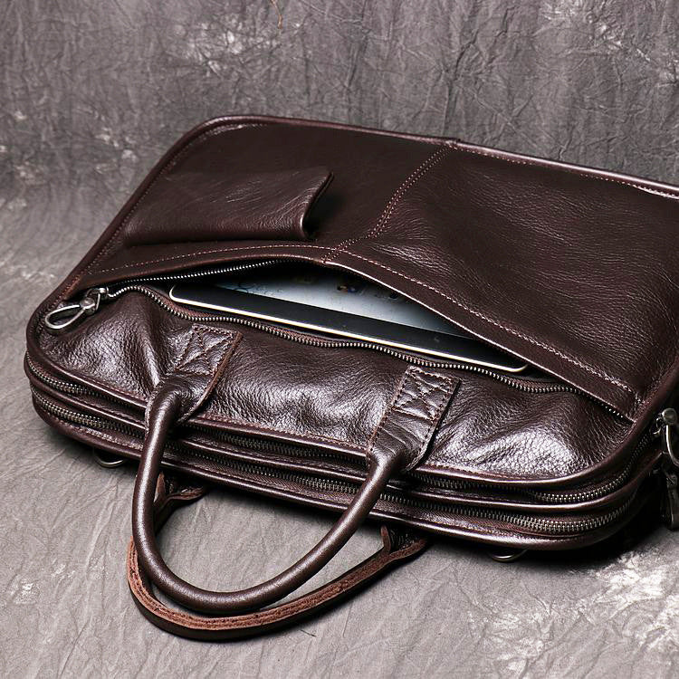 Herre Læder Skuldertaske Crossbody Stor Kapacitet Bærbar Dokumentmappe
