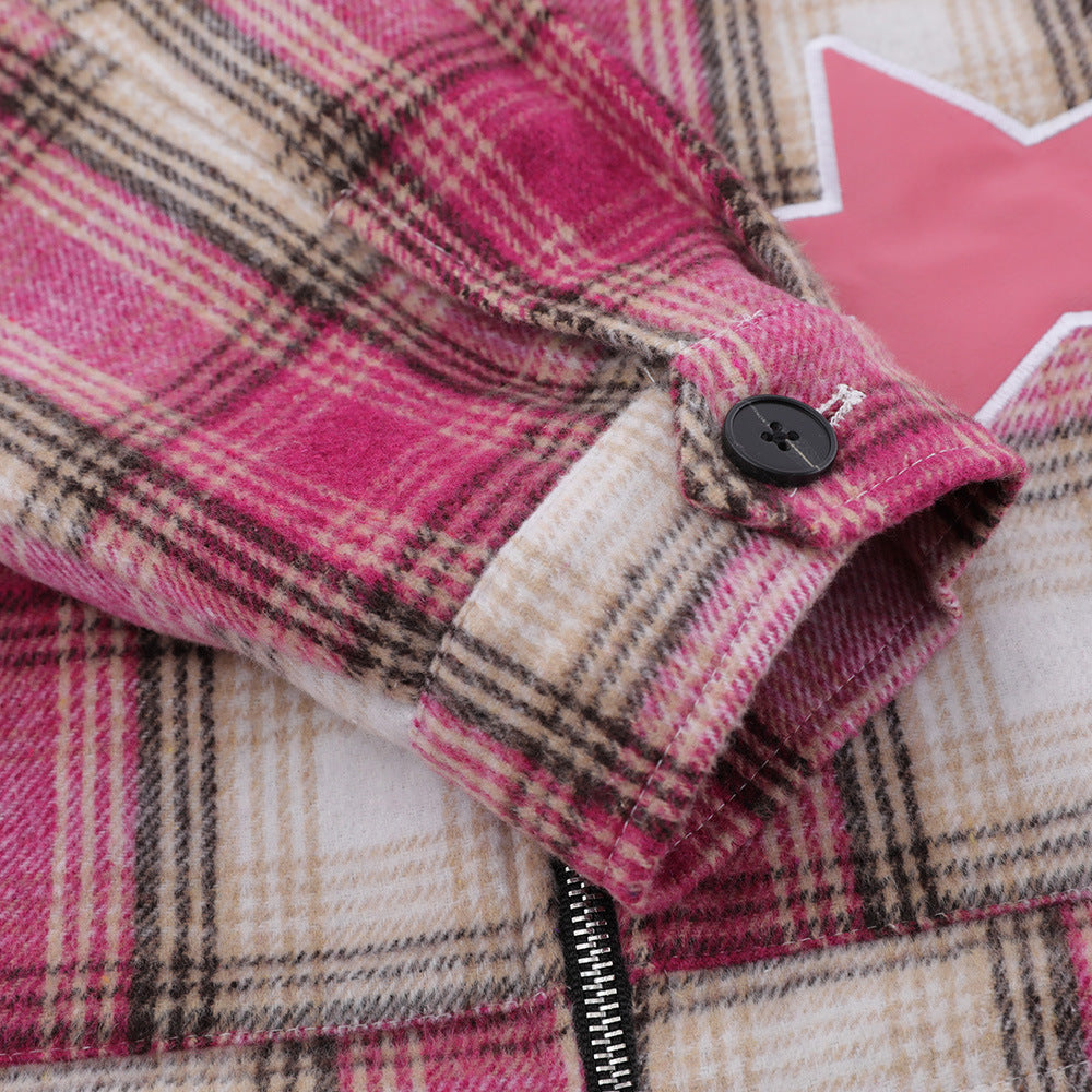 Embroidered Plaid Coat For Men