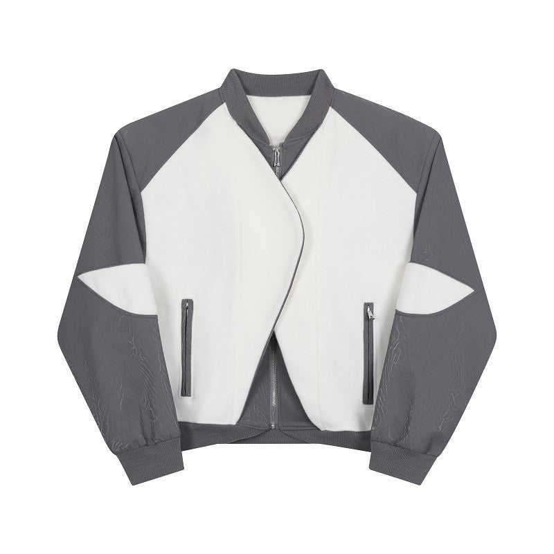 Men's Deconstructed Sense Of Patchwork Leather Jacket Short Tweed Jacket