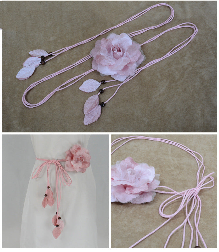 Casual All-match Chiffon Large Flower Women's Thin Belt