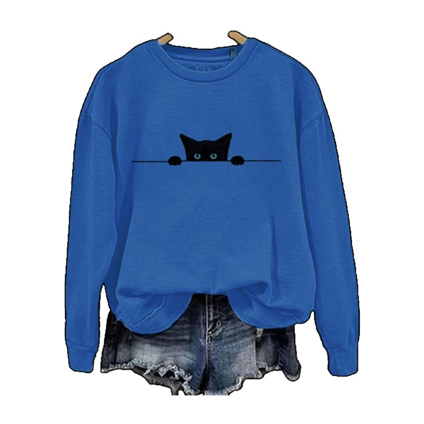 Womens Loose-fitting Long-sleeve Crew-neck Top With A Printed Design