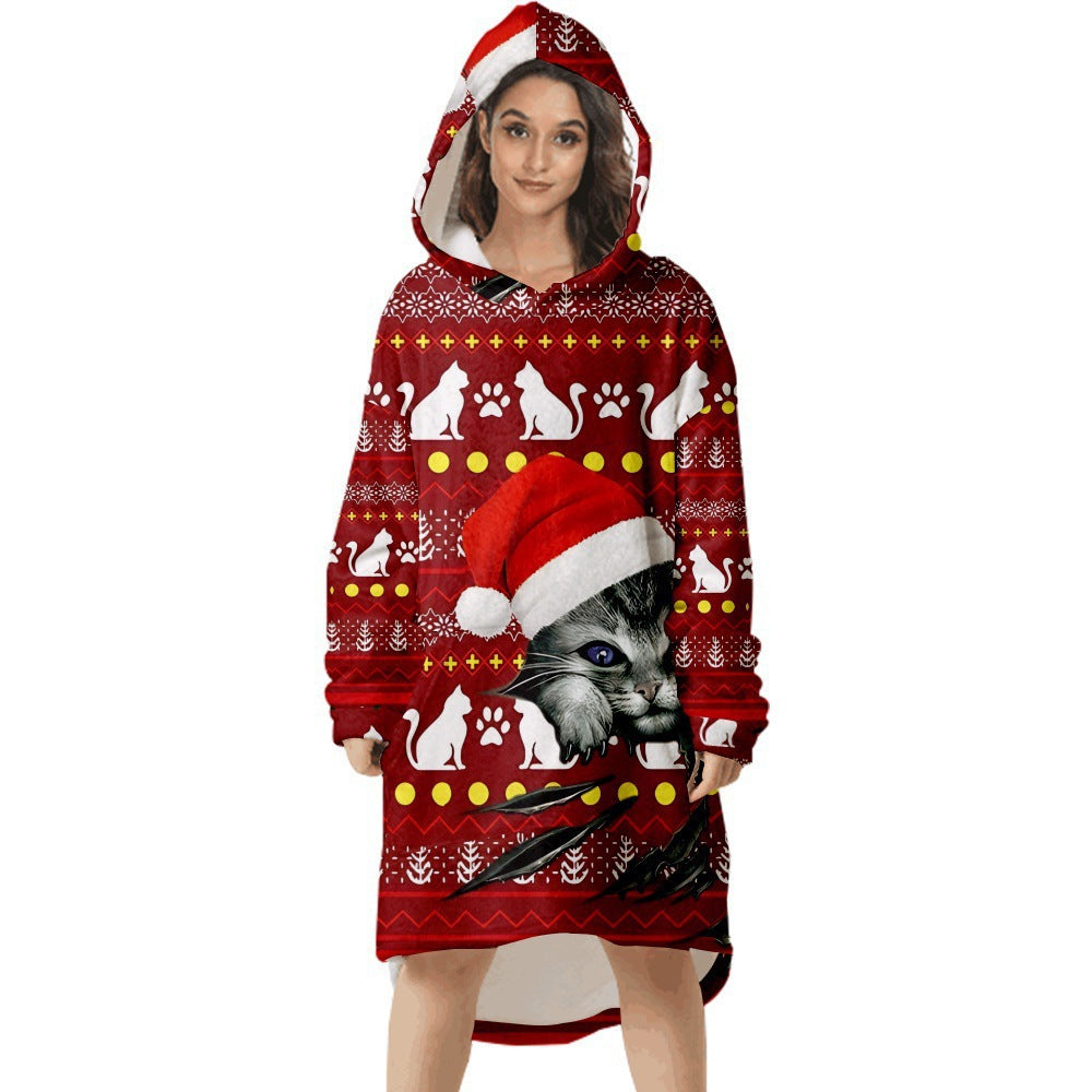 Grønt pelsmonster jule 3D digitalprintet hjemmetæppe/sweater