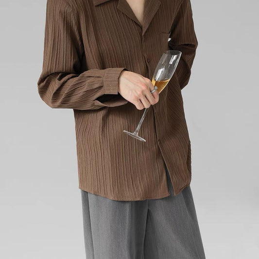 Draping Cuban Collar Loose Shirt All-match Texture