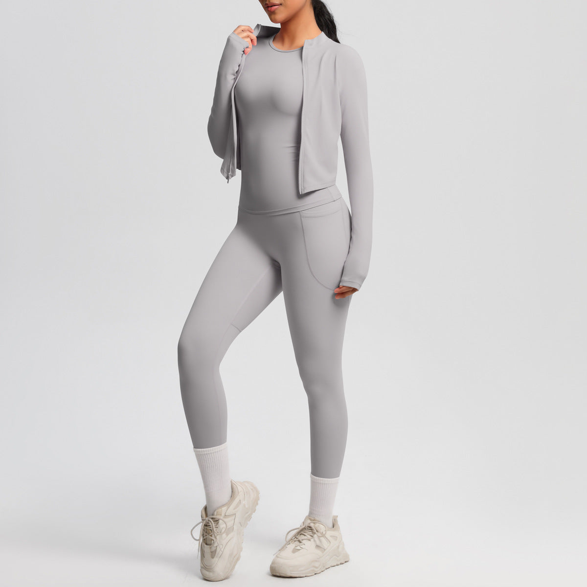 Women's Tight Sports Zipper Jacket Slimming Fitness Suit
