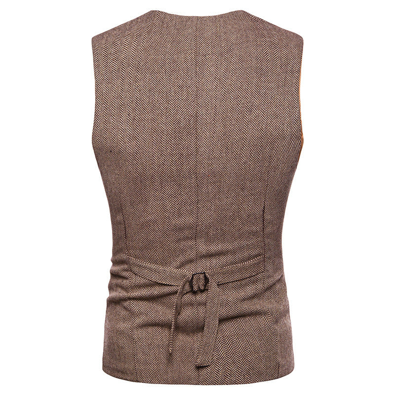Men's Autumn And Winter Herringbone Single-breasted Vest Men's Suit