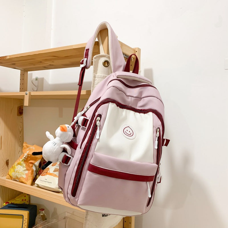 Fashion Color Matching Backpack Ins Simple Korean Version Schoolbags Junior High School College Students Bags