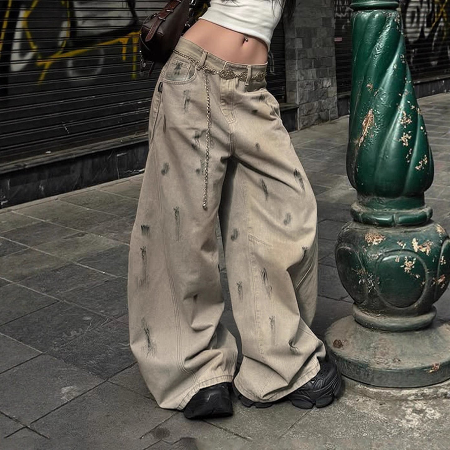 Street-style Feng Shui-washed Vintage Loose Casual Pants