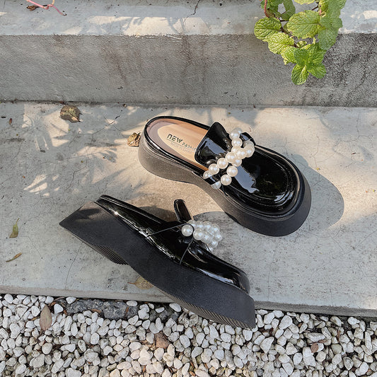 Baotou Half Slippers Female Pearl Fairy Slippers