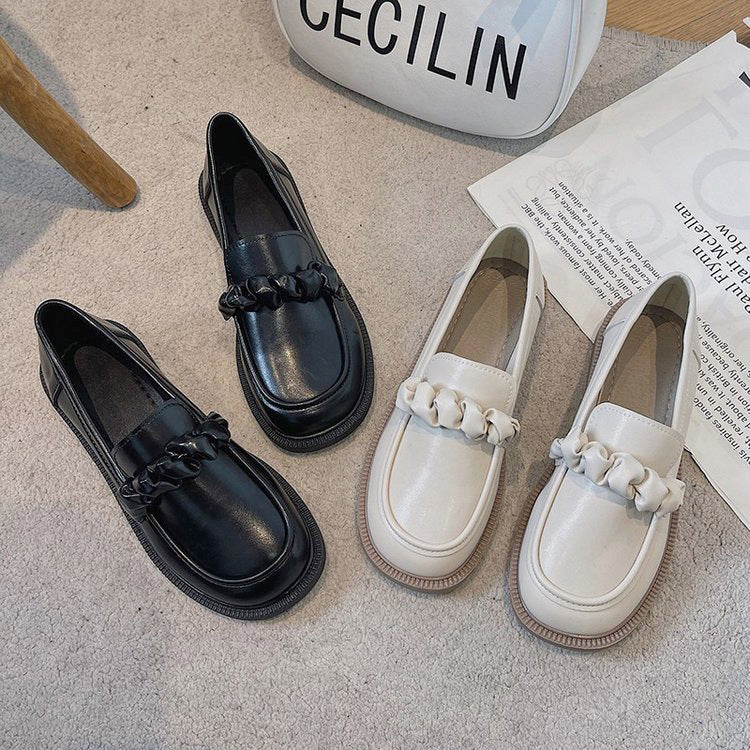 Round Toe Niche College Style Korean Style Small Leather Shoes
