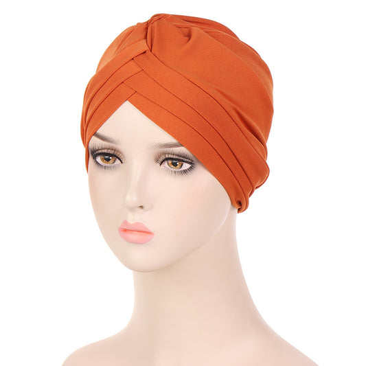 New Multi-color Crystal Hemp Three-layer Turban Hat