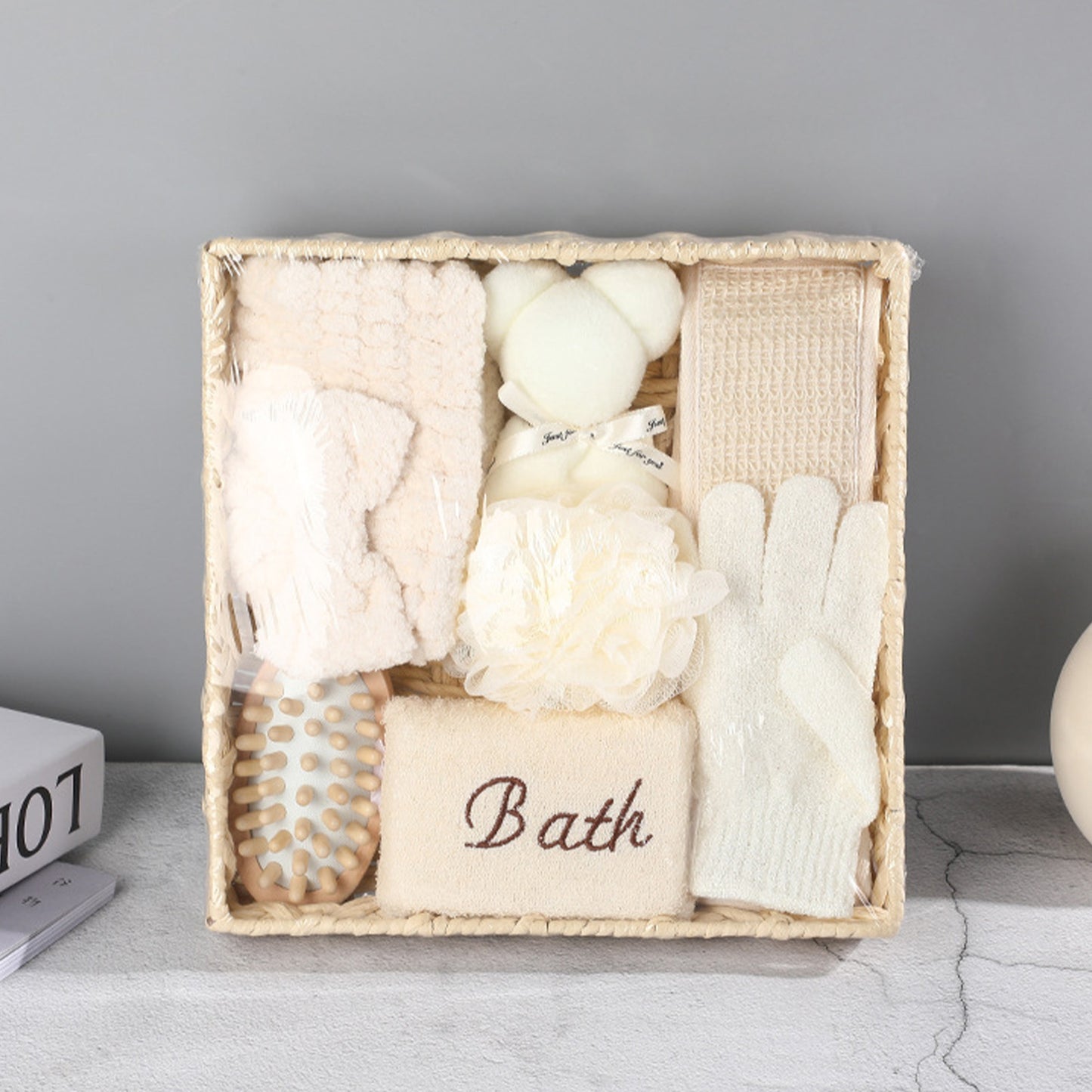 Spa Gift Bath Set Cute Bear Towel  Bathing Skin Cleaning Kit  Spa Gift For Women  Sisal Bath Flower Kit  Coral Velvet Hair Strap Bath