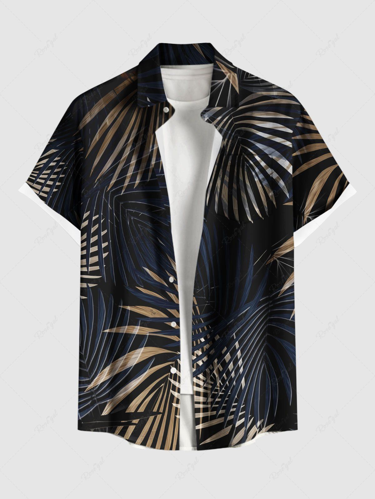 Summer Men's Fashion Trend Stripes Short Sleeve Stand Collar Shirt