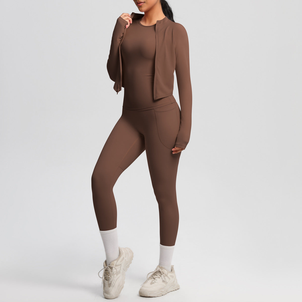 Women's Tight Sports Zipper Jacket Slimming Fitness Suit