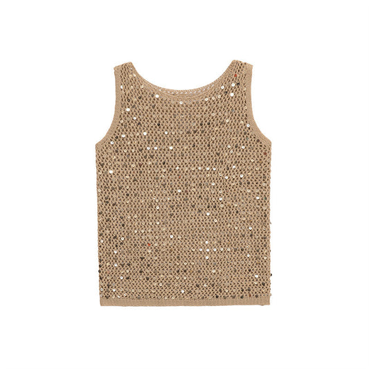 INS Hollow-out Sequin Waistcoat Artistic Retro