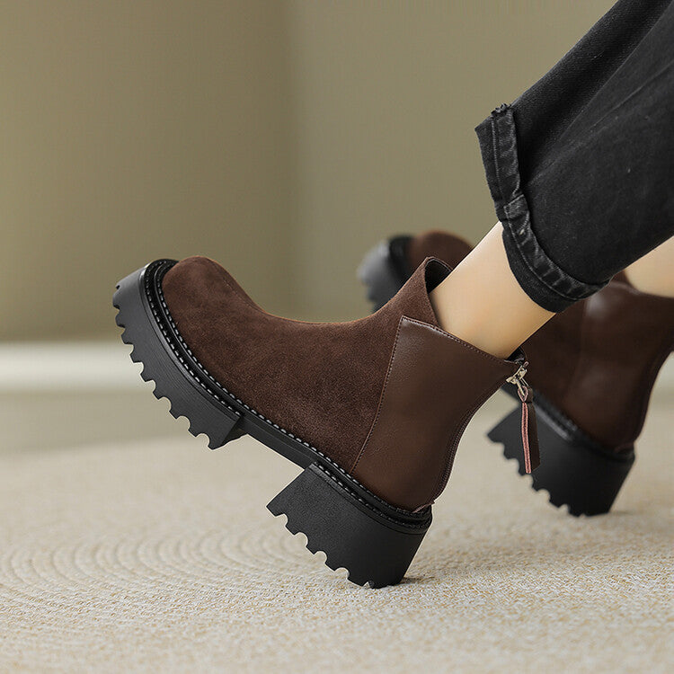 British Style Leather Thick Soled Martin Boots With Thick Heels
