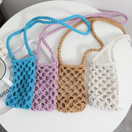 Colorful Crossbody Cotton Thread Hollow Handmade Woven Bag