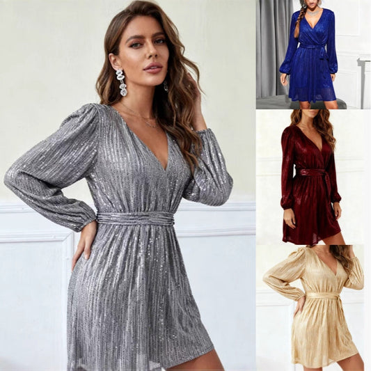 Womens Sequined Short Cross-Border Dress