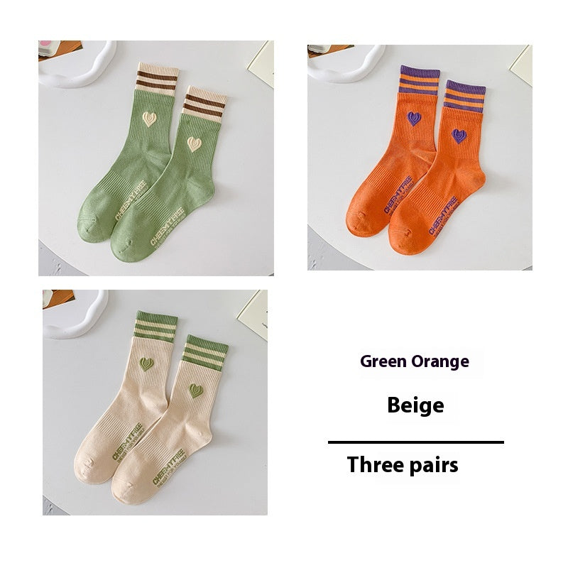 Women's Patchwork Striped Printed Mid Length Socks