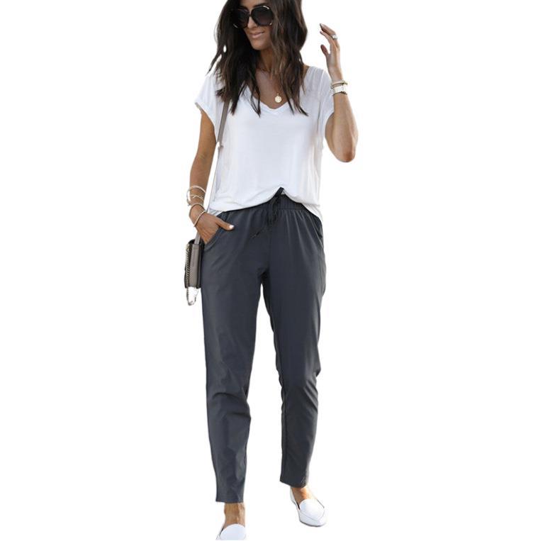 Drawstring Casual High-waist Pencil Pants