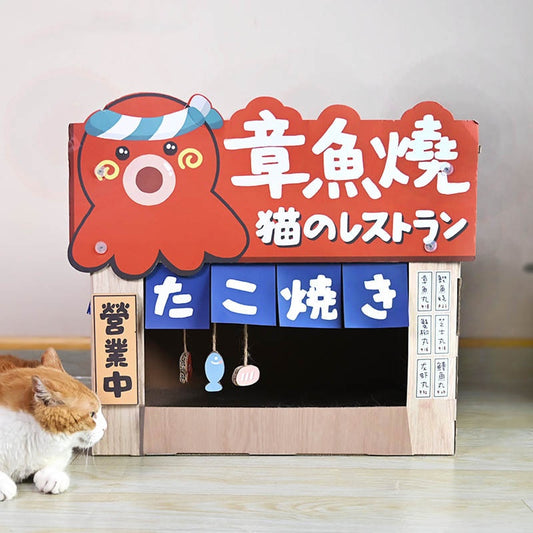 Stort kattekradsebræt i japansk stil, blæksprutte kattehus