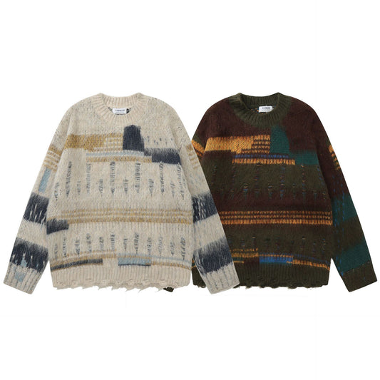 Retro Lazy Style Striped Sweater Autumn And Winter Warm