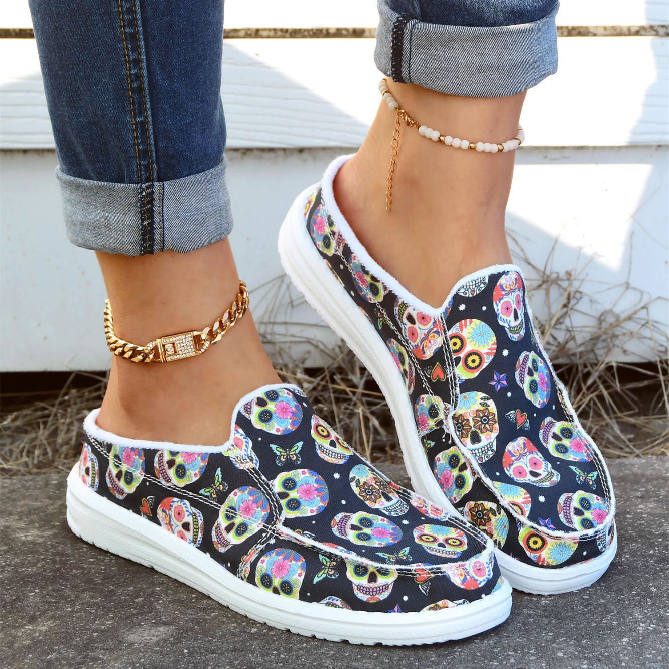 Forår og sommer nye stilfulde hjemmesko til udendørs brug med blomstermønster