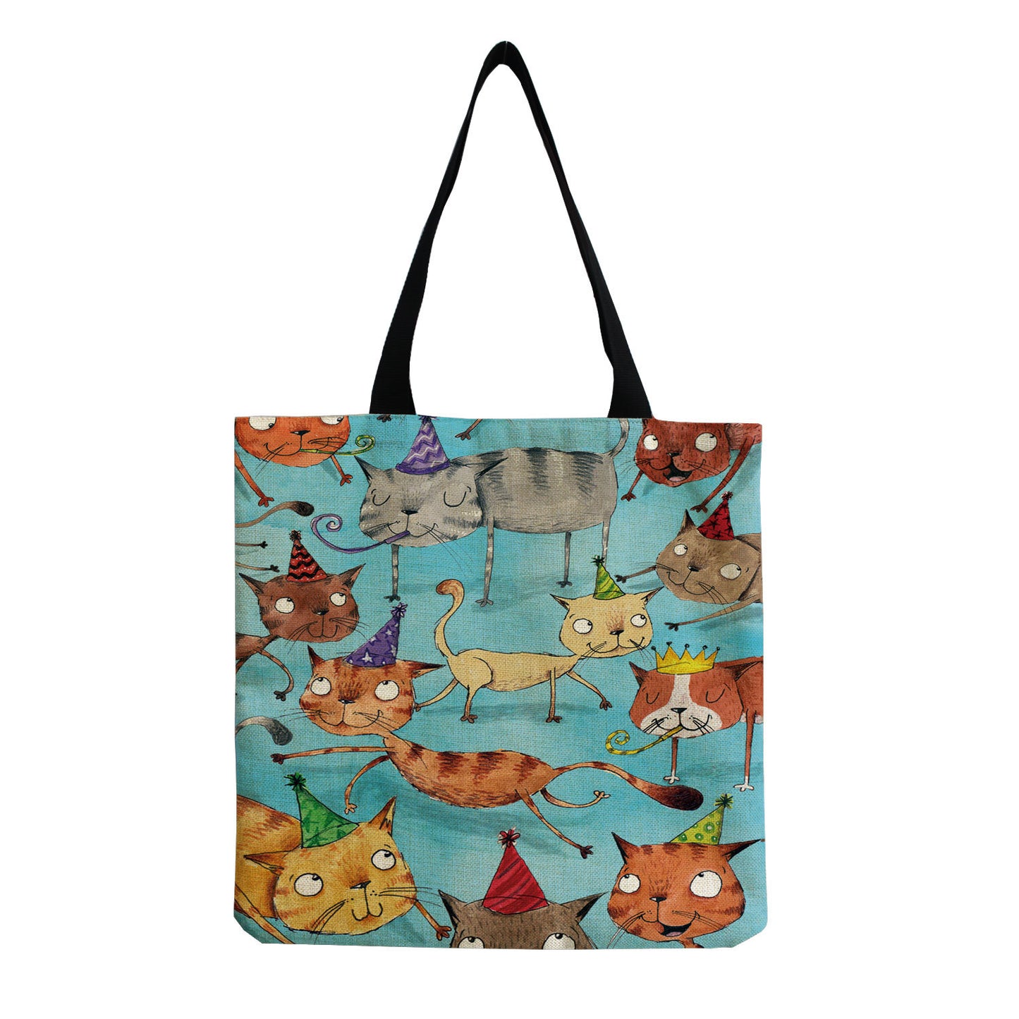 Foldable Portable Cute Cat-group Printed Handbag