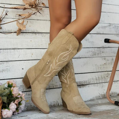 Vintage Embroidered V Cut Martin Boots