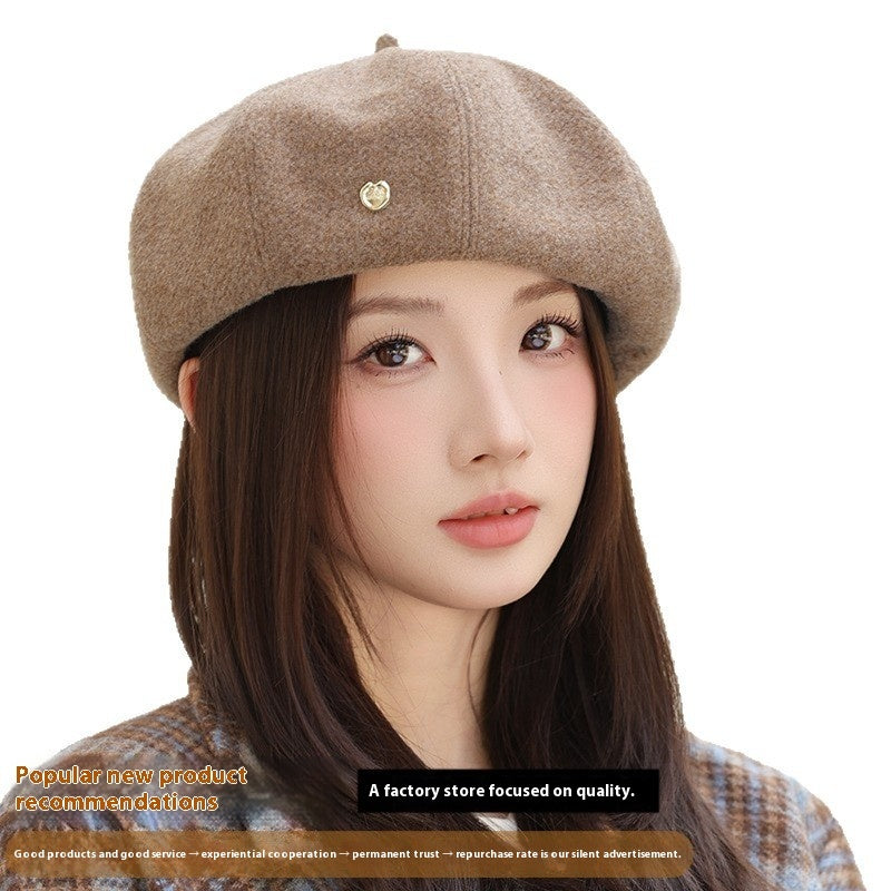 Korean Style Autumn Winter Japanese Simple Face-showing Little Wild Fashion Painter Cap