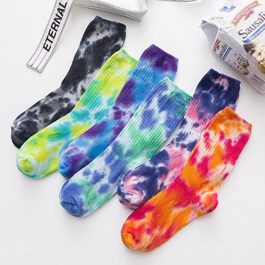 Tie-dye ethnic style piled socks