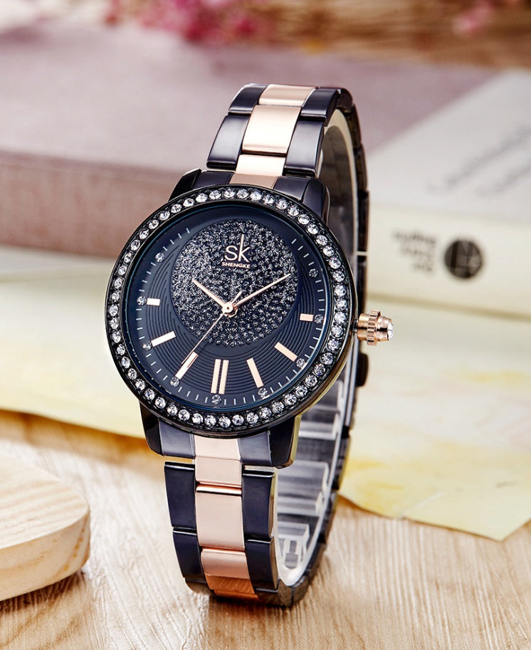 Drill steel belt ladies watch