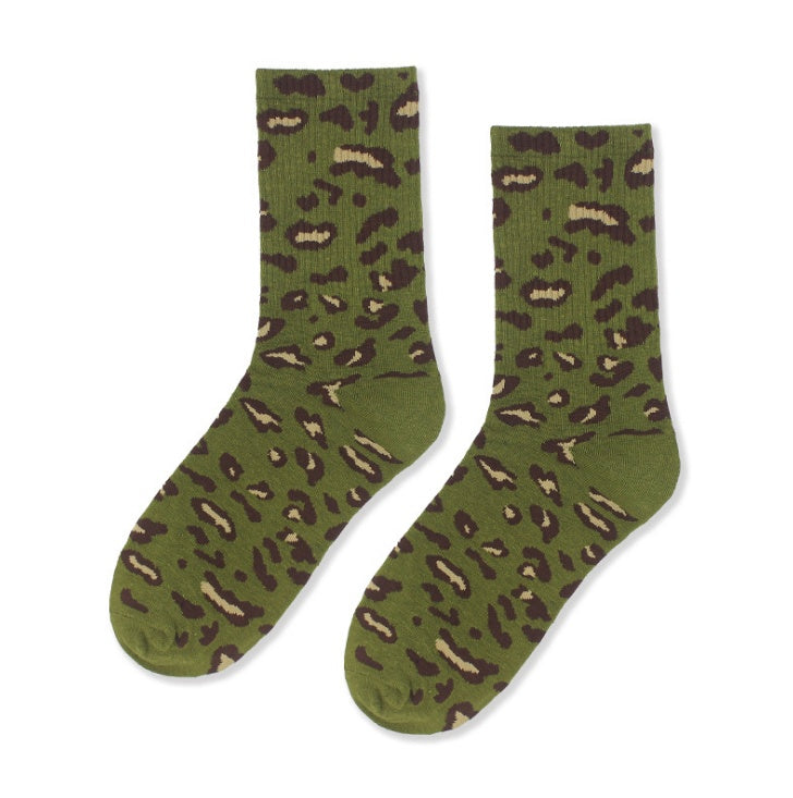 Leopard socks, female leopard, personality, tide, autumn and winter, Korean version, stockings