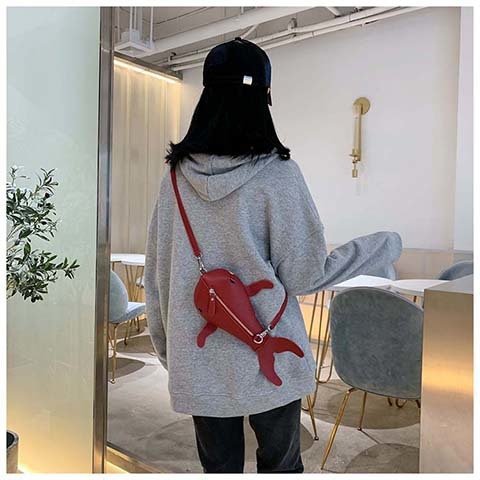 Fashion Creative Funny Personality Whale Pu Messenger Bag