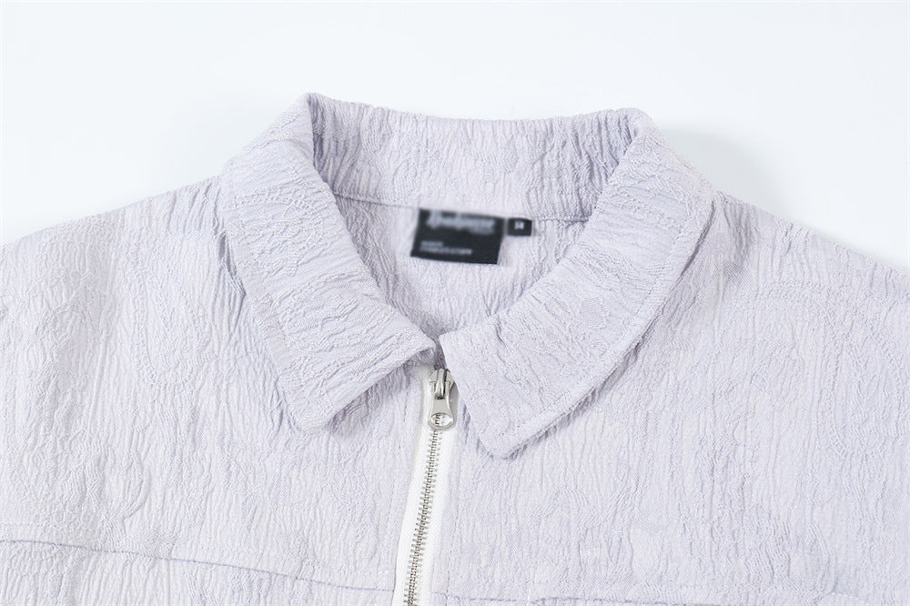 Design Pleated Texture Long Sleeve Shirt