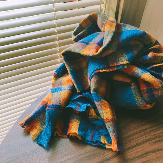 Grid Children Autumn And Winter Scarf Big Shawl