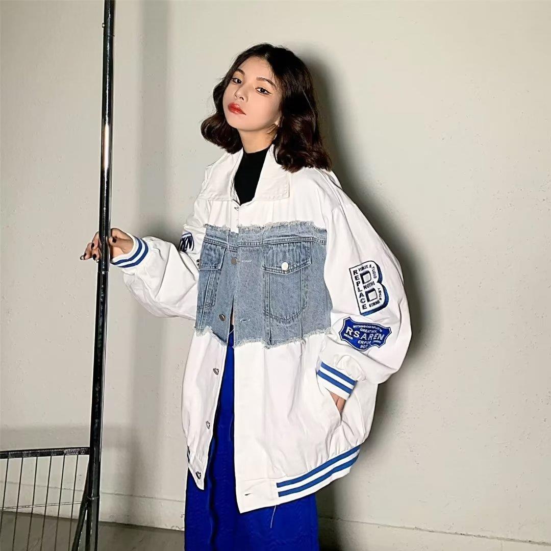Design Sense Stitching Denim Jacket Loose