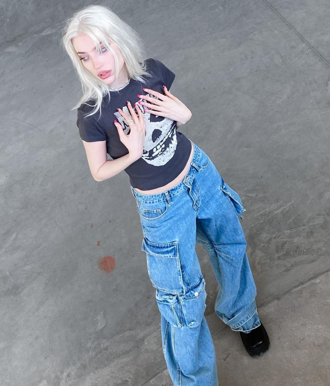 Large Pocket Heavy Work Wide Leg Jeans