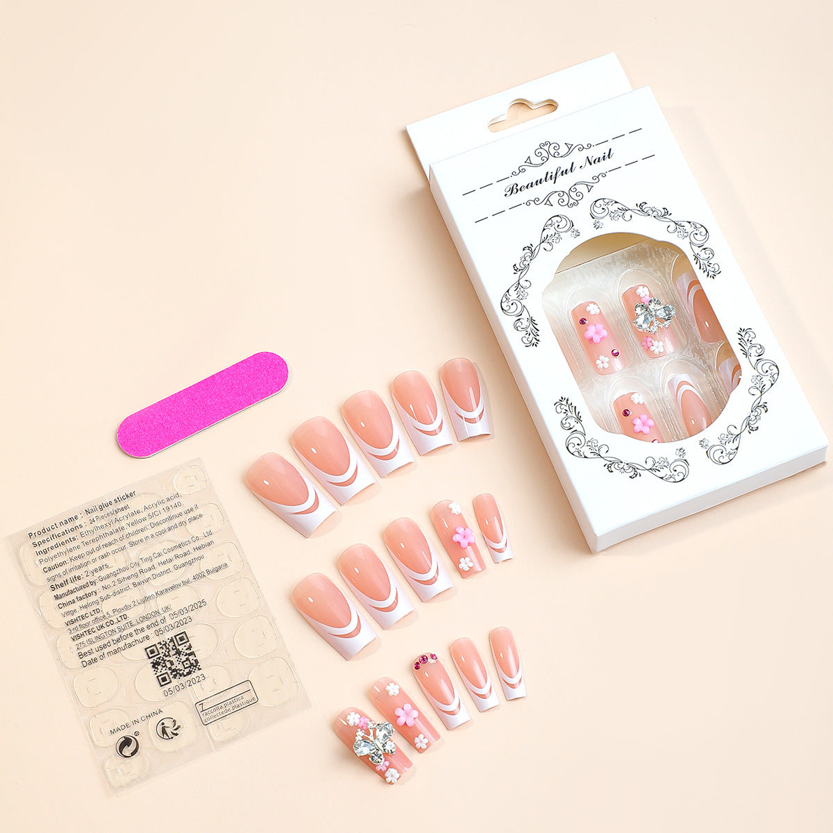 Women's Fashion French Style Bow Flower Nail Art