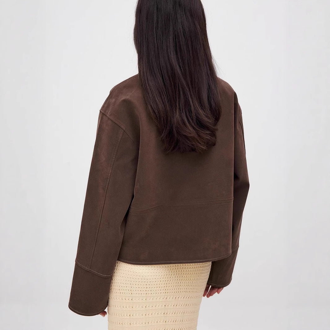 European And American Coat Dark Brown Popular Jacket