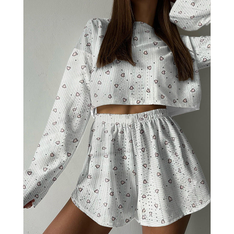 Fashionable Simple Slim Fit Relaxed Fit Pullover Top And Shorts Set