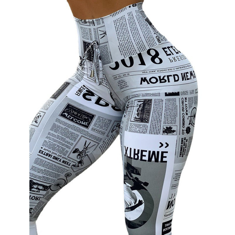 Digitale print højtaljet stretch-yogabukser