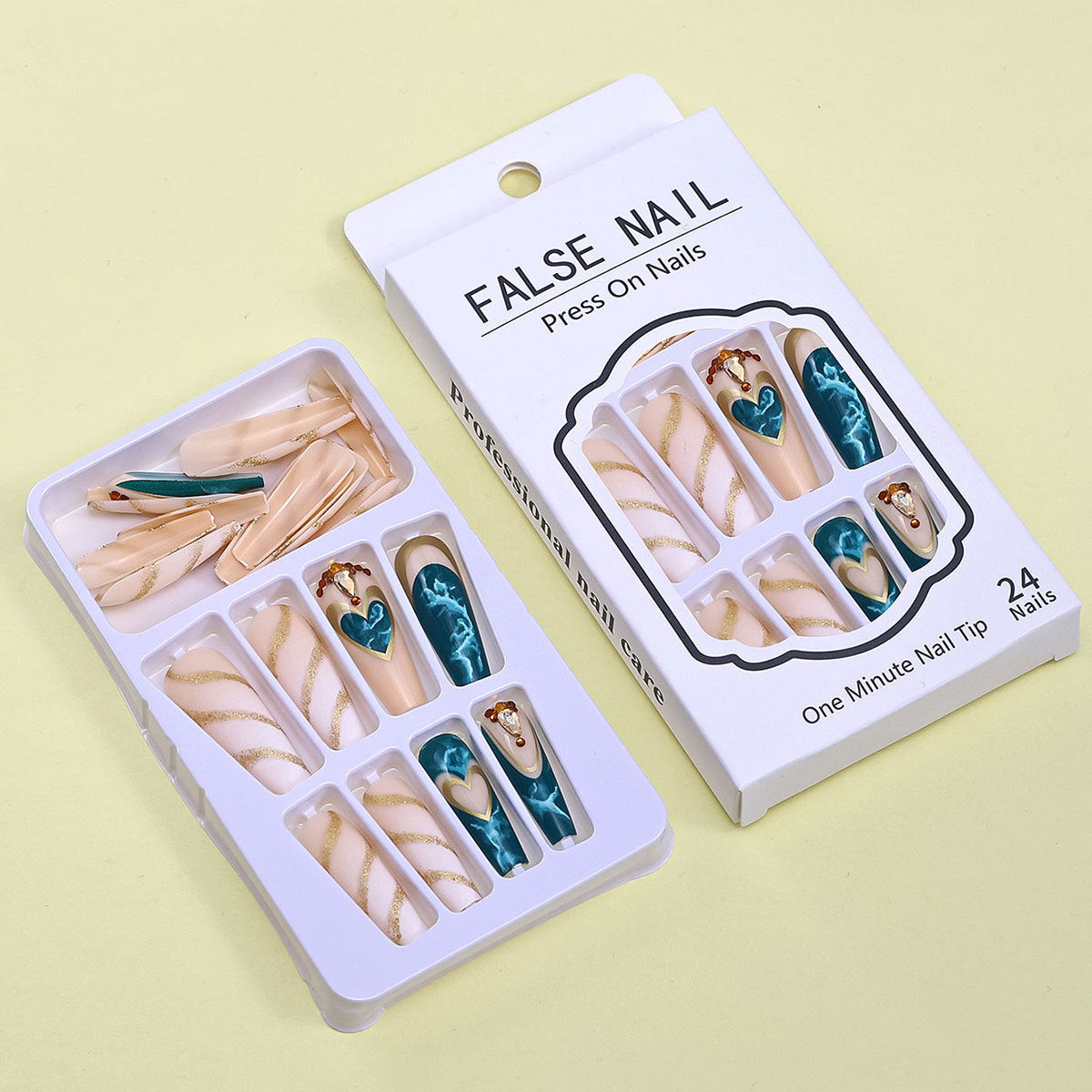 Grøn Blomstrende Kærlighed Tip Manicure Negleplaster