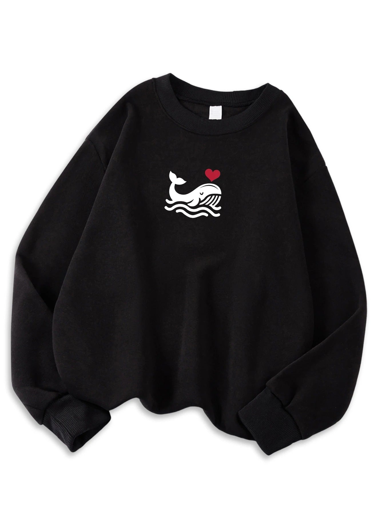 Afslappet sweatshirt til kvinder med print, hyggelig hættetrøje til efteråret, blød uldblanding