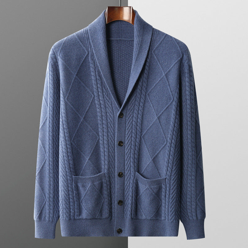 Cashmere Cardigan Men's Half Turtleneck Button Cashmere Coat